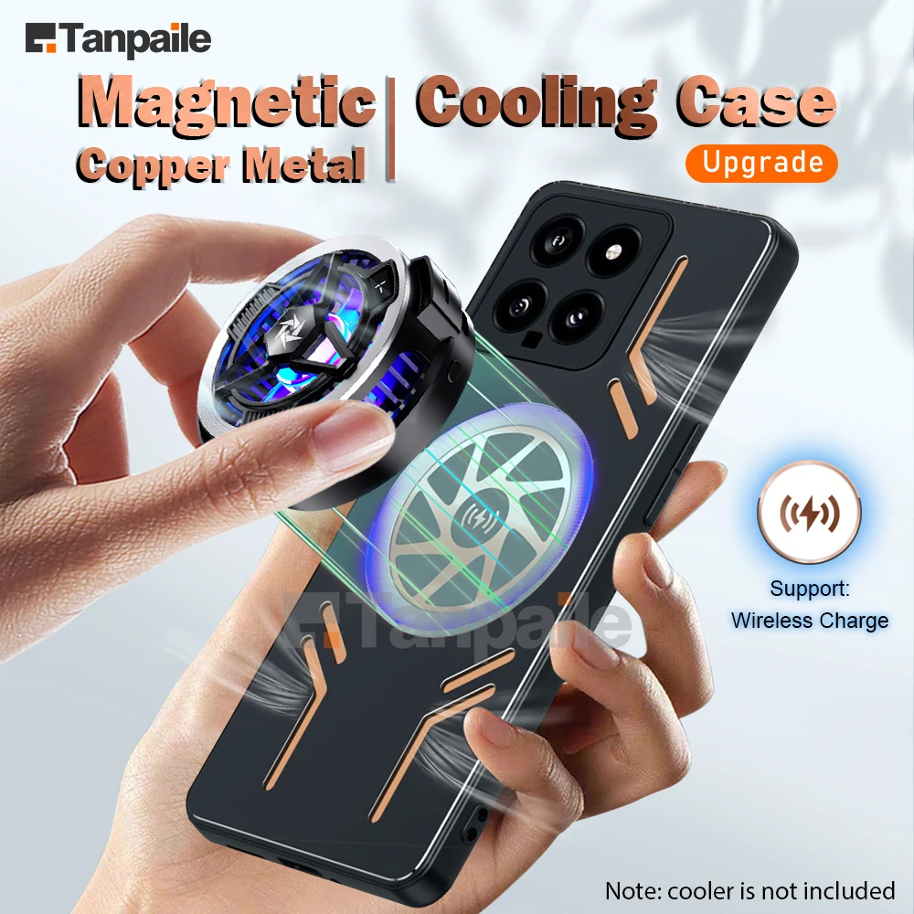 

Magnetic Wireless Charge Cooling Case For Xiaomi 14 Pro 13 12 12S 12X Mi 11 Shockproof Copper Metal Heat Dissipation Cover