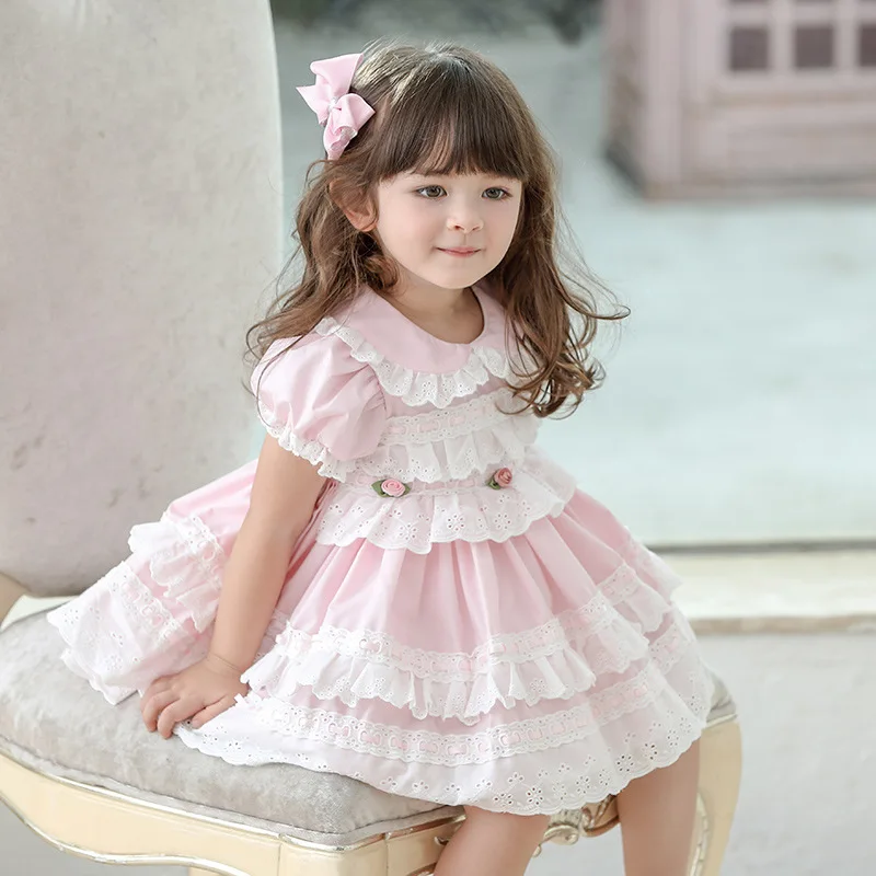 Children Girls Spanish Dress Girl Short Sleeve Dresses 1-6 Years