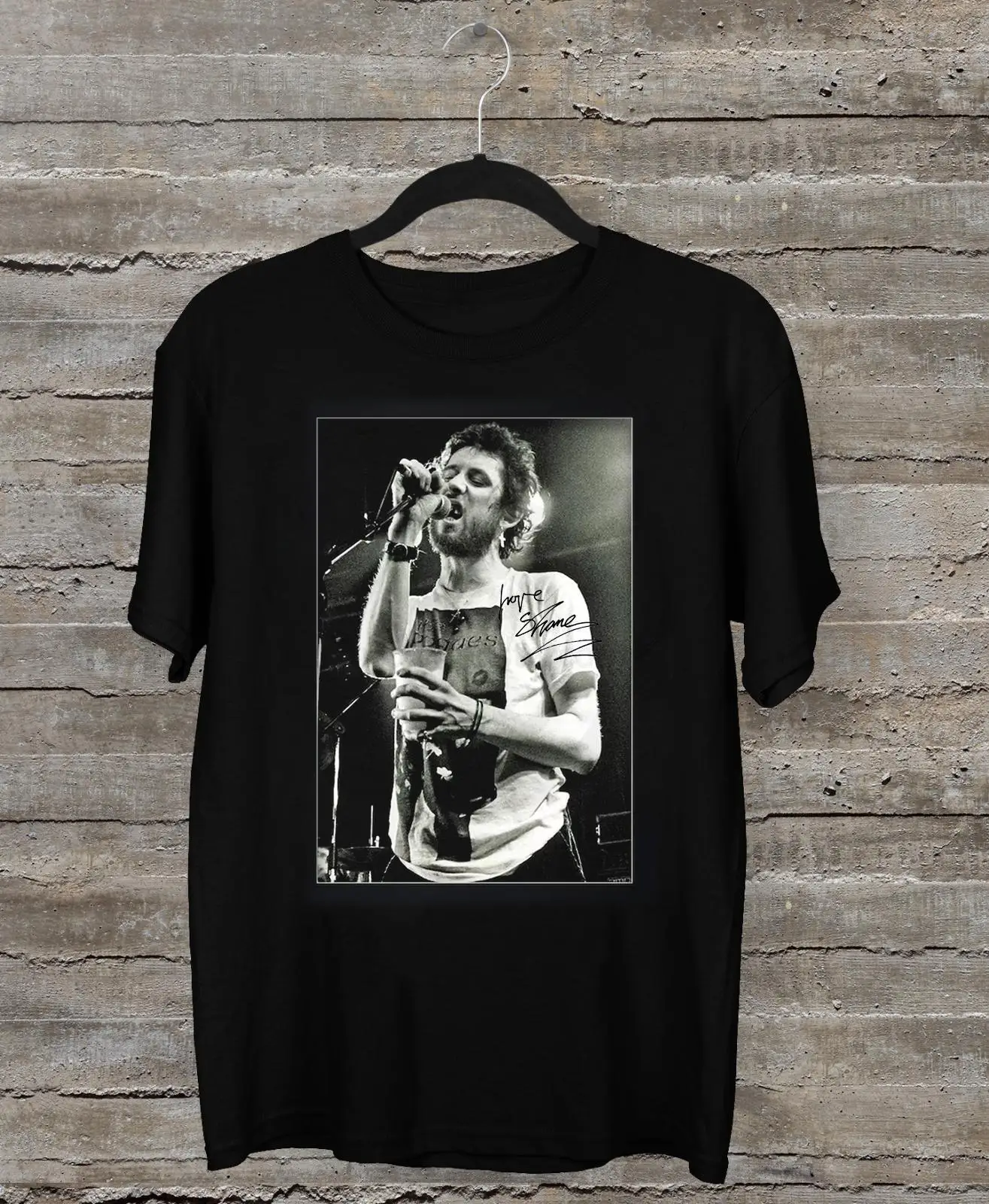 NEW HOt Shane Macgowan 1957-2023 SignatureTHE POGUES Black All Size Shirt FA178 long sleeves