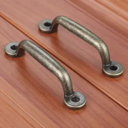 DRELD 2 Pcs Antique Bronze Furniture Handle Door Cupboard Drawer Kitchen Wood Box Pull Cabinet Handle and Knobs with Screws