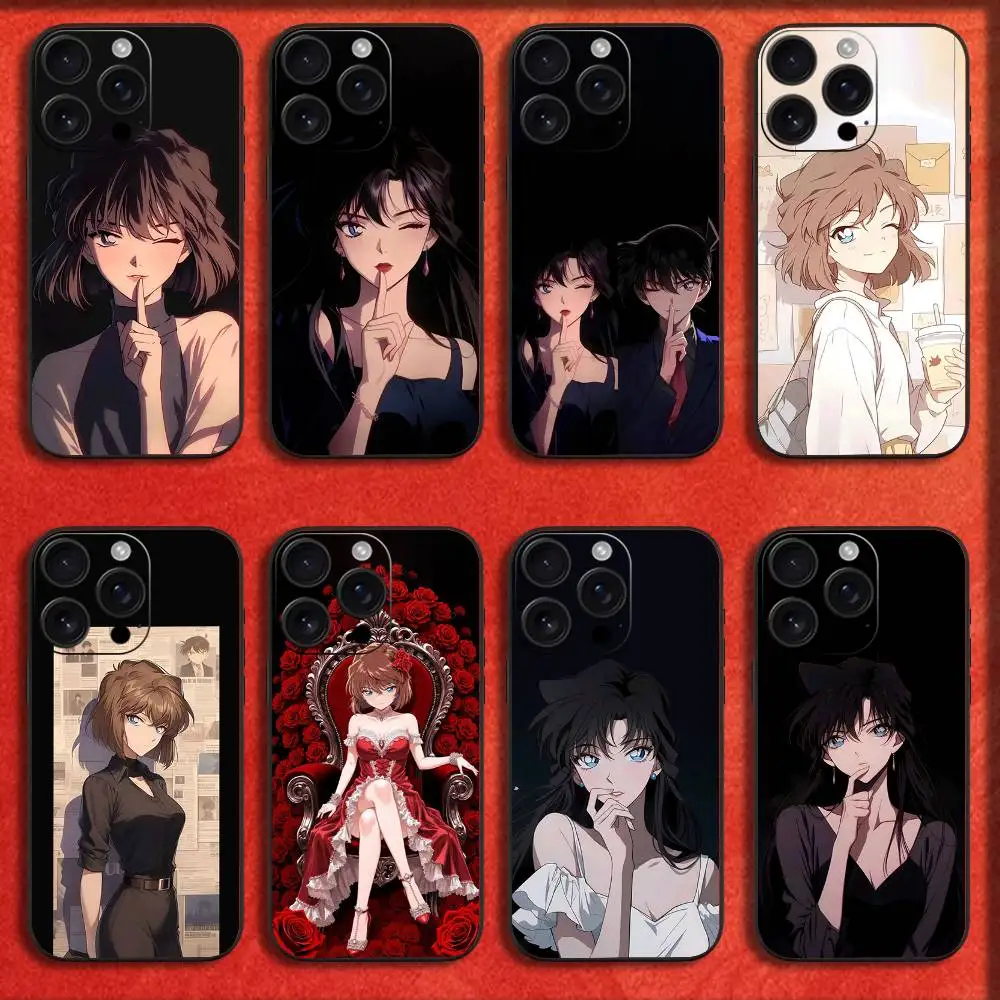 

Ai Haibara Ran Mouri Conan Phone Case For iPhone 16,15,14,13,12,11,Pro,XS,Max,XR,Plus,E,SE4,Mini Black Fashion Cover