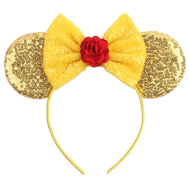 New Glitter Crown Hairband Girls Princess Party Headwear Sequins Mouse Ears Bow Headband Hair Accessories Kids Boutique Mujer