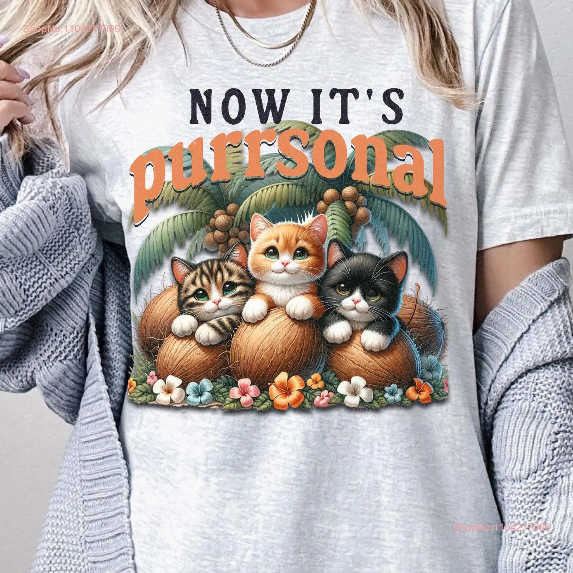 Childless Cat Lady Now it's Purrrsonal Election 2024 Coconut Design Jersey  T Shirt Vintage Look long or short sleeves