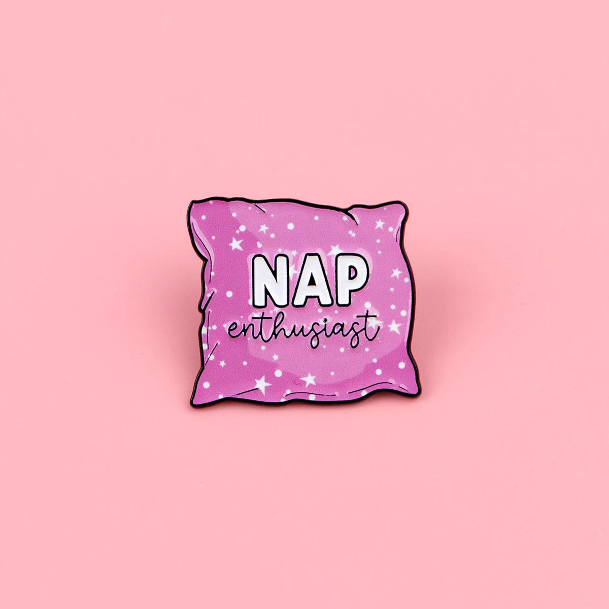 Funny Nap Enthusiast Enamel Pin Pink Pillow Star Brooch Lazy Quote Lapel Pin For Backpack Jeans Bag Cute Gift Friends