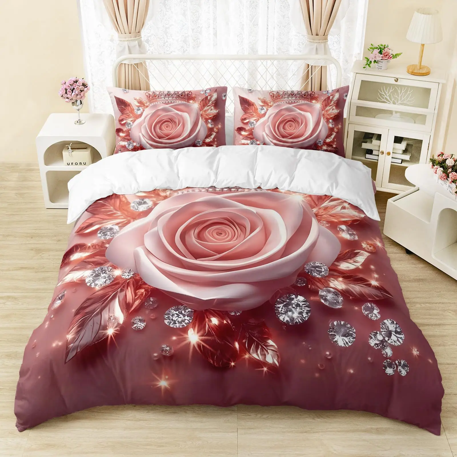 

2/3pcs bedding set Digital Print Comfortable Duvet Cover for Home Bedroom Decoration, 1 Duvet Cover and 2pillowcase with Zippers