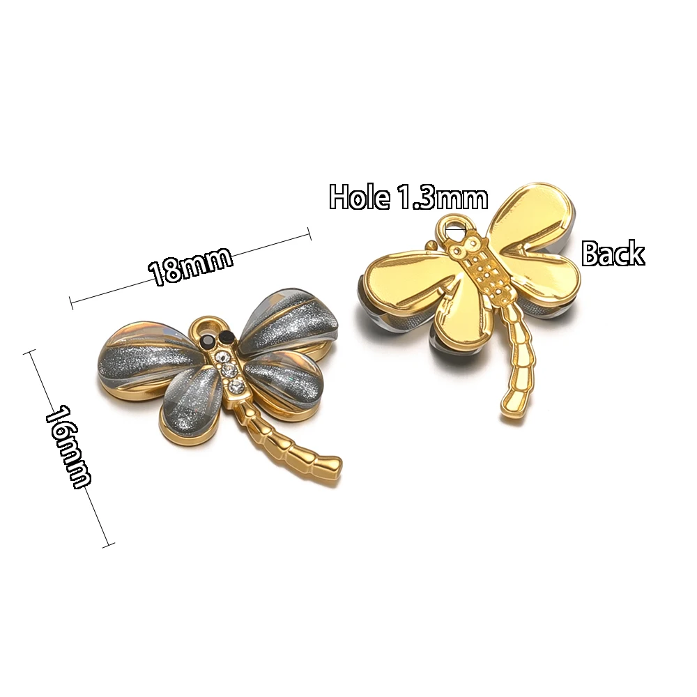 3 Stück Edelstahl-Zirkon-Muschel-Libellen-Anhänger für Kinder-Halsketten, DIY-Schmuck für Frauen, Ohrringe, Armbänder für Kinder – Detail 3