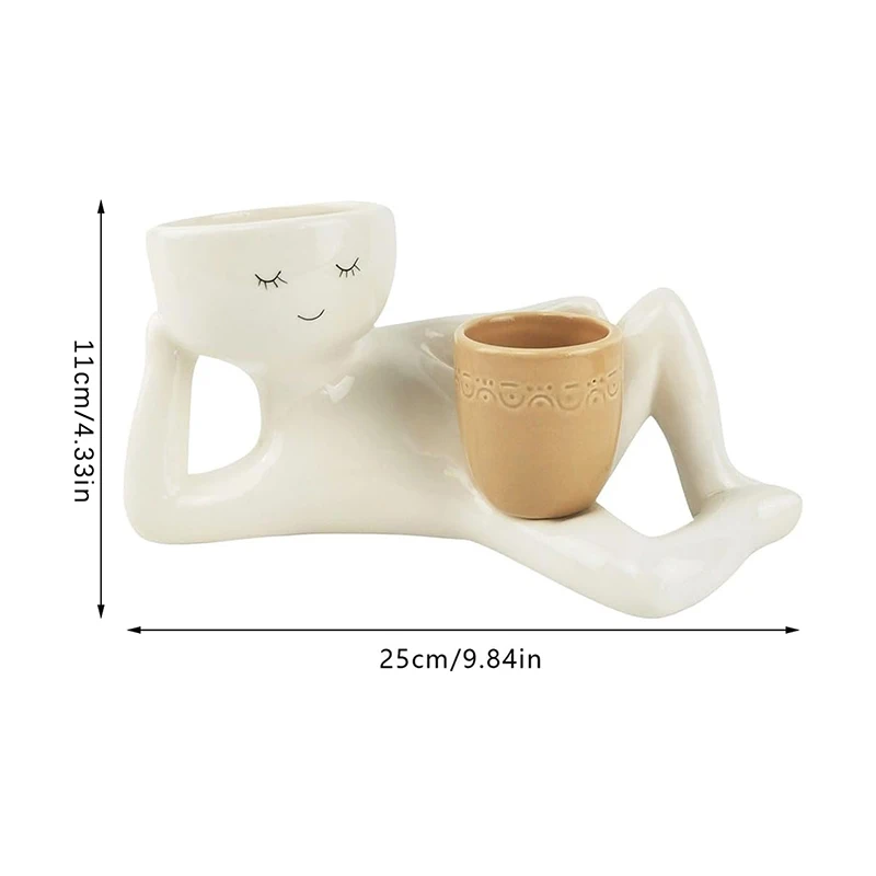 New Succulent Planter Lazy Little Man Plant Pot Resin Crafts Desktop Home Furnishings With Drainage Hole Vase Decoration