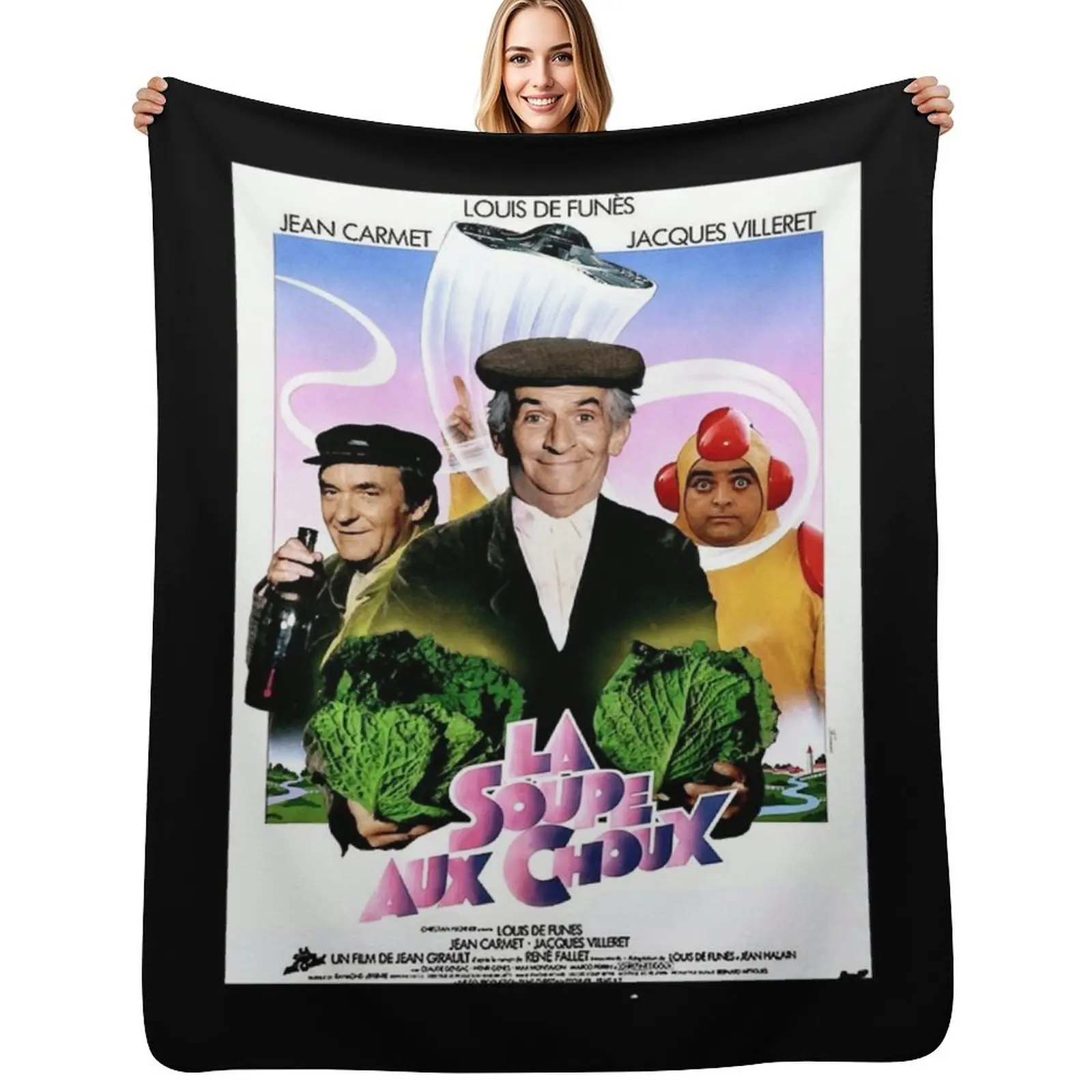 Vintage Soupe Choux The Cabbage Soup 1981 Classic Louis De Funes Comedy Movie Poster Classic Throw Blanket