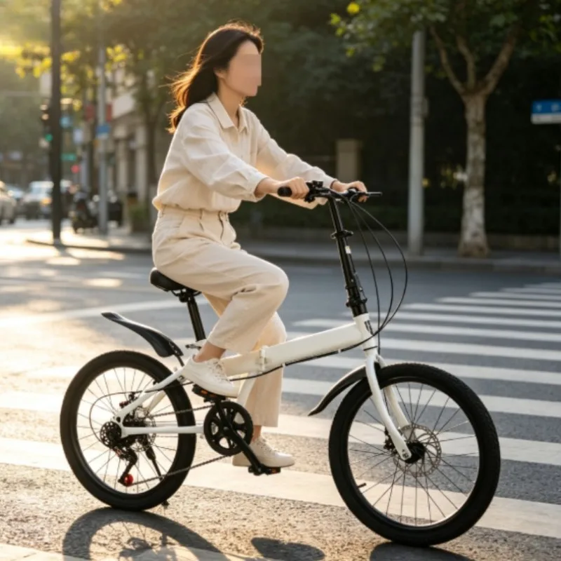Folding Bicycle 20 Inch Men Women Adult City Commute Variable Speed Bike Disc Brake Commuter Bicycle Cycle Supplies