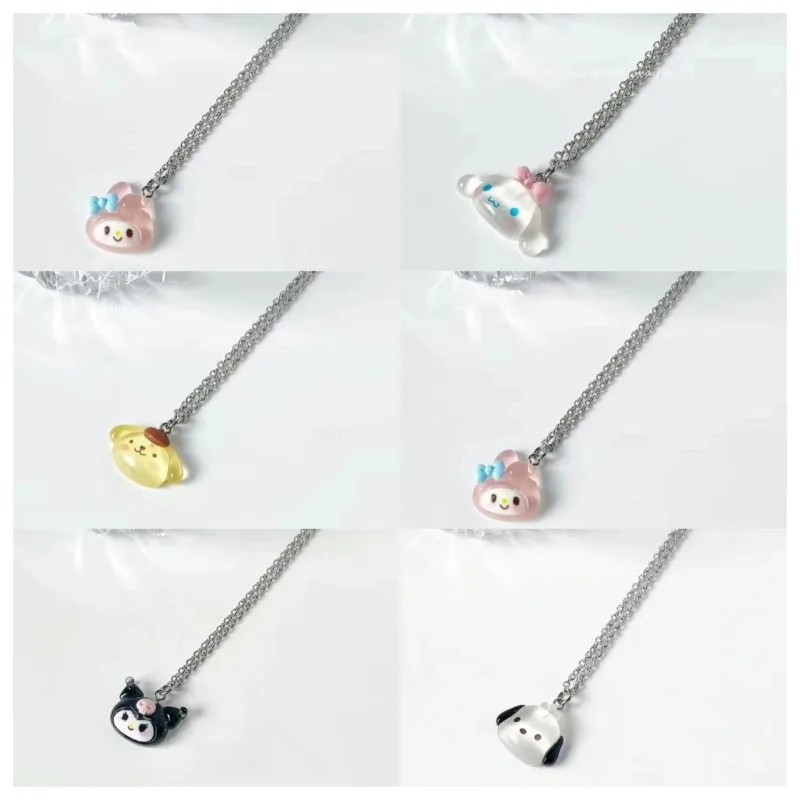 

Sanrio Cinnamoroll Necklace Anime Figures Q Figural Cartoon My Melody Kuromi Pochacco Anime Merchandise Decoration Children Gift