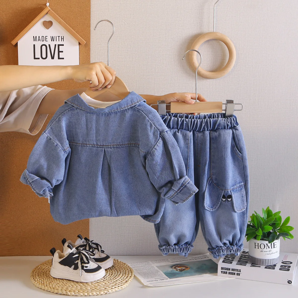 Toddler Boys Fall Clothes 2026 New Spring Autumn Baby Boy Cartoon Dog Denim Coat + White T-shirt + Pants 3 Piece Set Kids Outfit