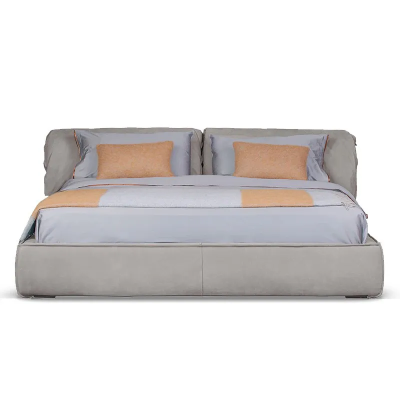 Elephant ear bed minimalist full leather high PC and console game bedroom minimalist modern first layer cowhide leather bed