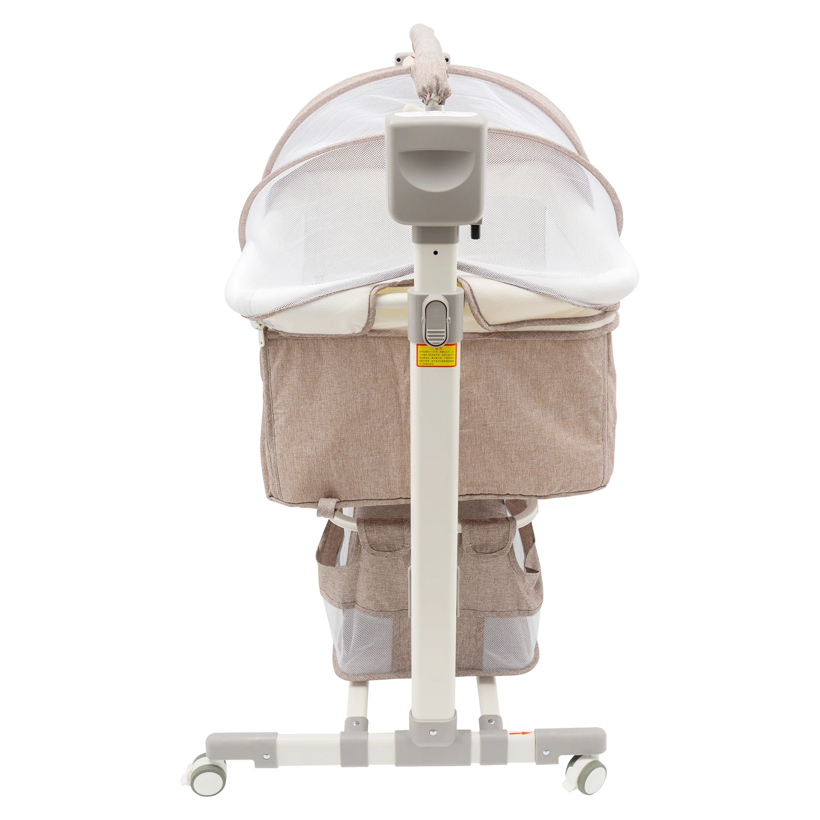 Smart Baby Bassinet เตียงข้างเตียง,เล่นเพลง,แท่นวางอัตโนมัติพร้อมฟังก์ชั่นจับเวลา & 5-Speed,เตียงเด็กแบบพกพาอลูมิเนียมอัลลอยด์