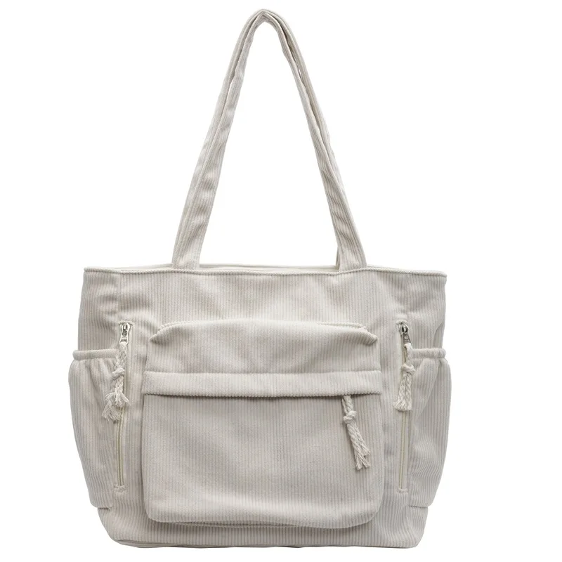 

Women Tote Bag Corduroy Large Capacity Shoulder Purse with Soft Texture for Casual Daily Use Hand-Carry Versatile Outfits