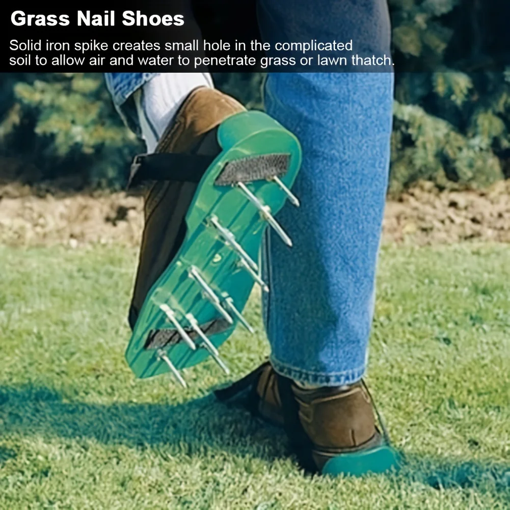 

loose garden soil green grass inflatable sandals with adjustable straps durable yard tools for lawn care