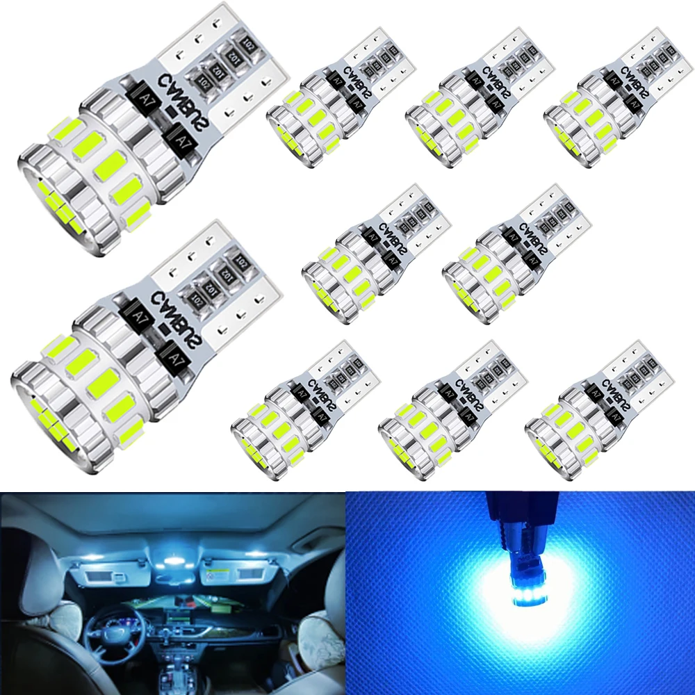 

1/4/10Pcs LED T10 3014Chip-18W Light Bulb 6000K 12V Car Reading Lamp License Plate Lights Instrument lights White