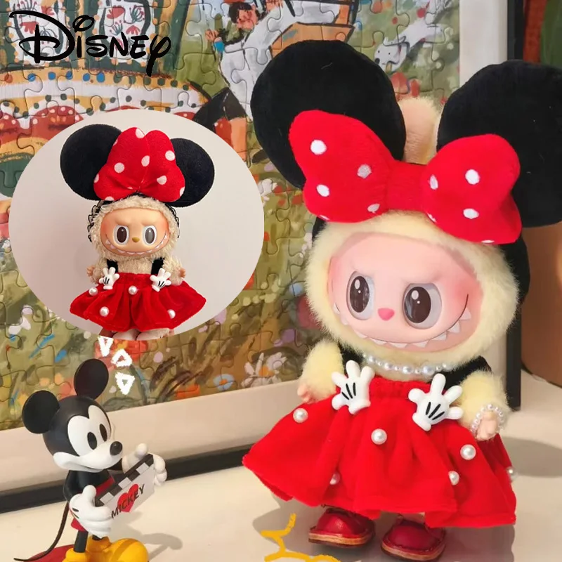 

Disney Minnie Mini Doll'S Clothes Accessories for Labubu Idol V1 V2 V3 Cute Kawaii Onesie Hat Set Rincess Gauze Skirt Clothing