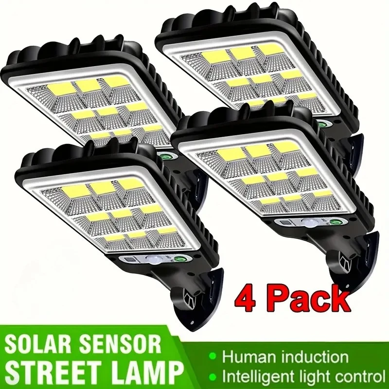 1/2/4 ضوء حثي يعمل بالطاقة الشمسية في الهواء الطلق مع مستشعر فائق السطوع وجسم الإنسان 3 أوضاع إضاءة مناسبة لمرآب الحدائق #1