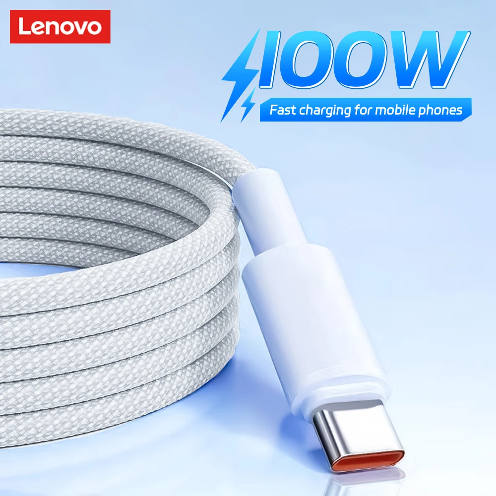 

Lenovo 100 Вт Тип C к USB-кабелю типа C для Macbook Pro ipad PD Кабель для быстрой зарядки Type-c для Iphone 17 16 Xiaomi Samsung Huawei