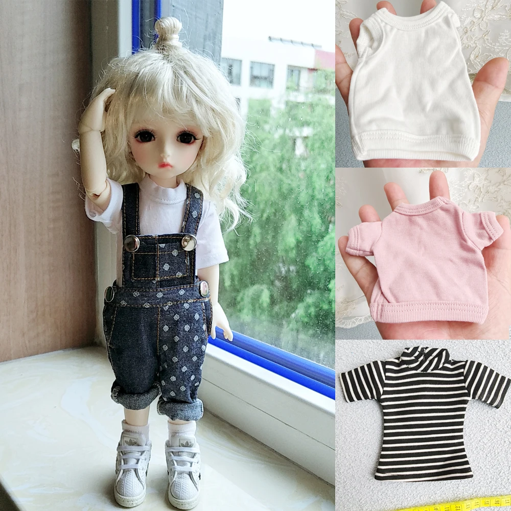 A38 Children Handmade Toy 1/6 1/3 1/4 Doll Accessories BJD/Sd Clothes White Black Striped T-shirt 1pcs
