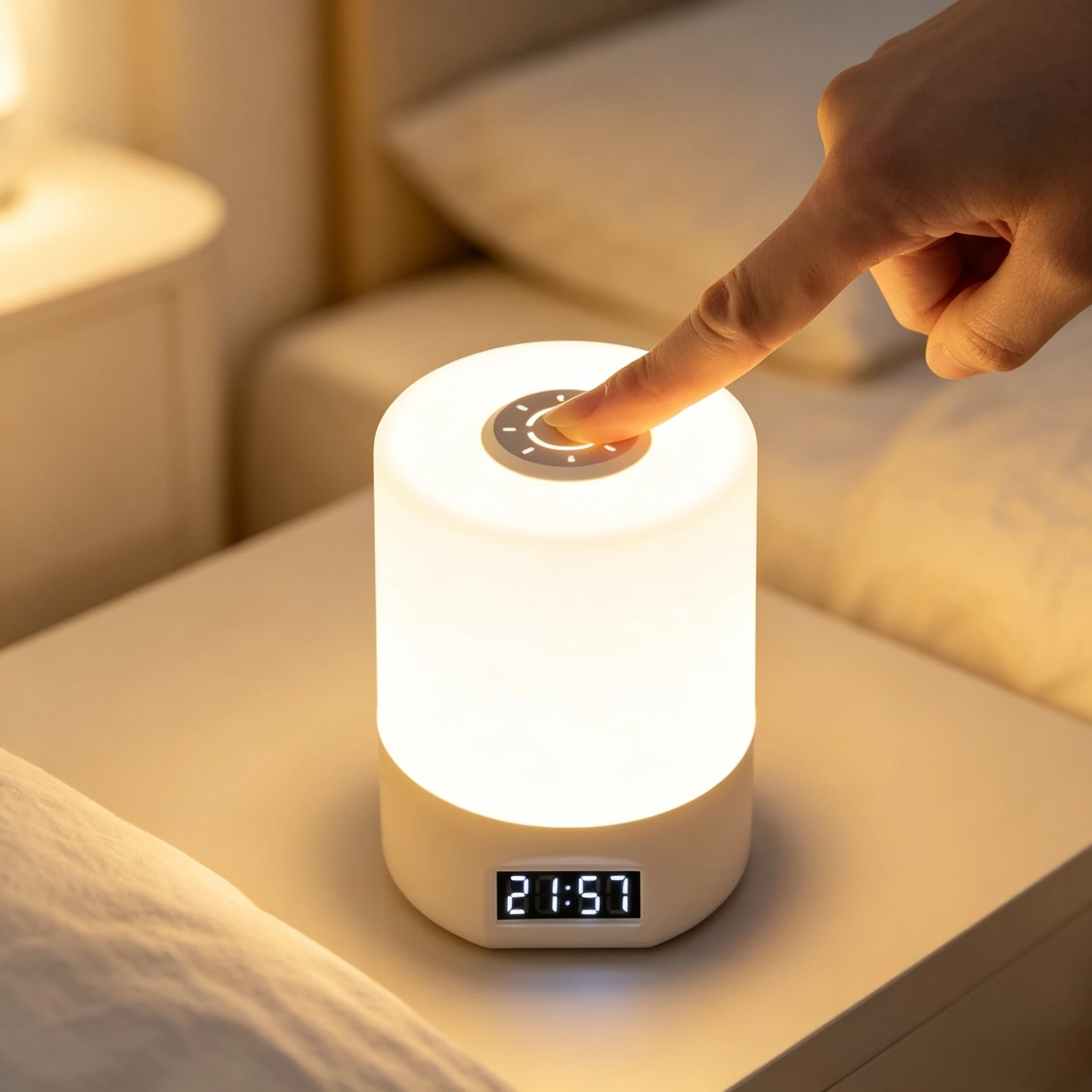 Luz Noturna LED Regulável Recarregável com Interruptor Touch para Quarto, Sala de Estar, Escritório, Lâmpada de Mesa com Luz Suave e Atmosfera Aconchegante