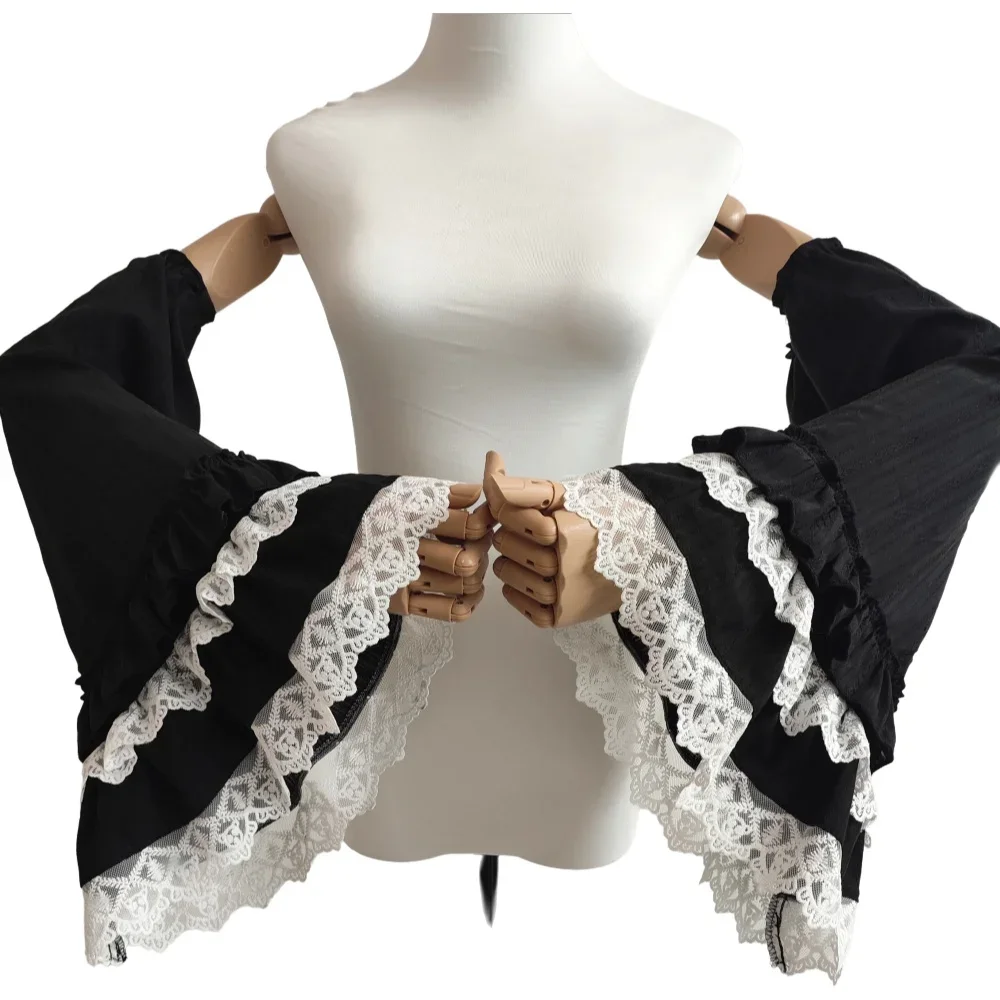 أكمام لوليتا من القطن الخالص بأكمام قصيرة بدون ذراع وأكمام كاذبة مع غطاء أكمام بحاشية مكشكشة قابل للفصل #1