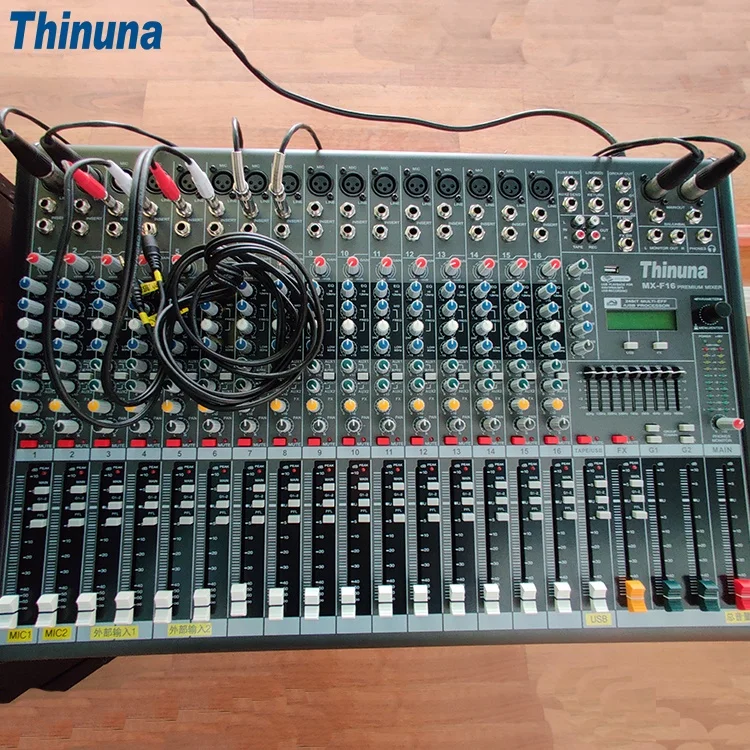 Professional Audio Mixer 16 Channel Audio Mixing Console Music DJ Mixer Console with 48VDC USB and Effertor