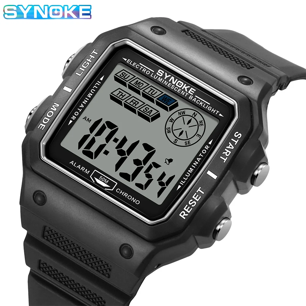 Synoke Outdoor Militär Digitaluhr für Männer Mode Retro Männer Uhr Sport 5bar wasserdichte Männer Uhr multifunktion ale leuchtende