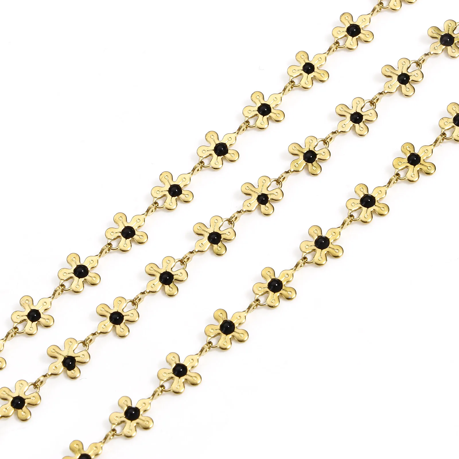 1 M 304 Stainless Steel Handmade Link Chain For Handmade DIY Jewelry Making Findings Flower Gold Color Chain 6mm