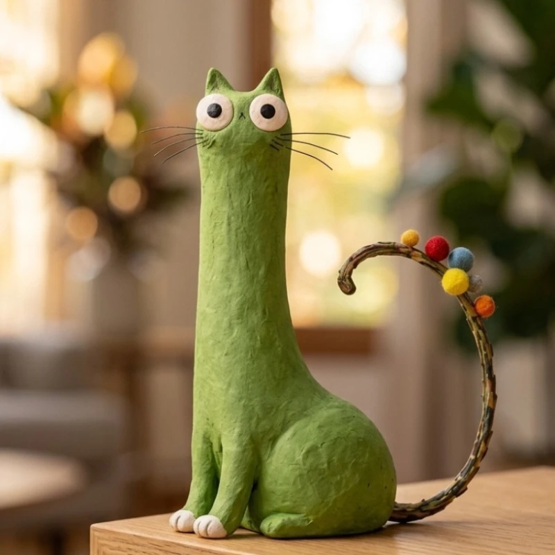 Cute Cat Vase Decor for Living Room TV Cabinet Study Artistic Home Ornament Advanced Sense Niche