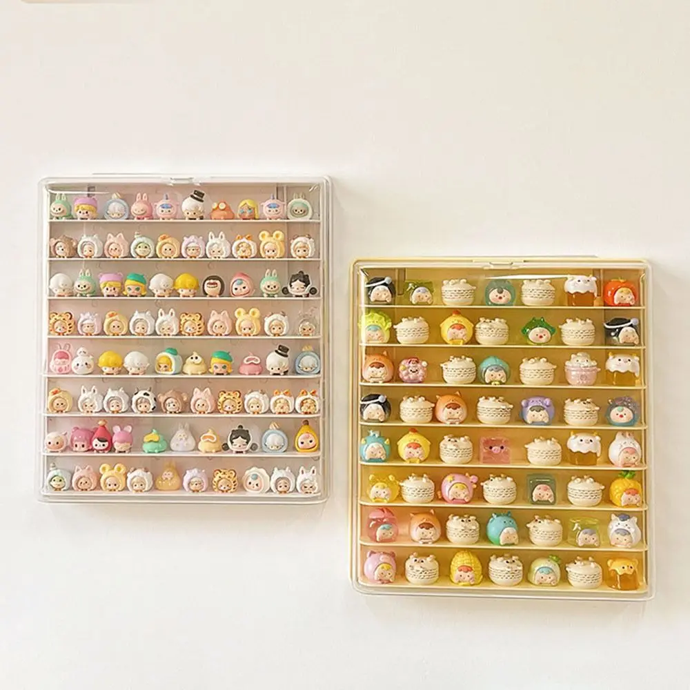 Acrylic 8 Layers Display Cabinet Wall Mounted Large Capacity Dolls Showing Box Space Saving Transparent Lid