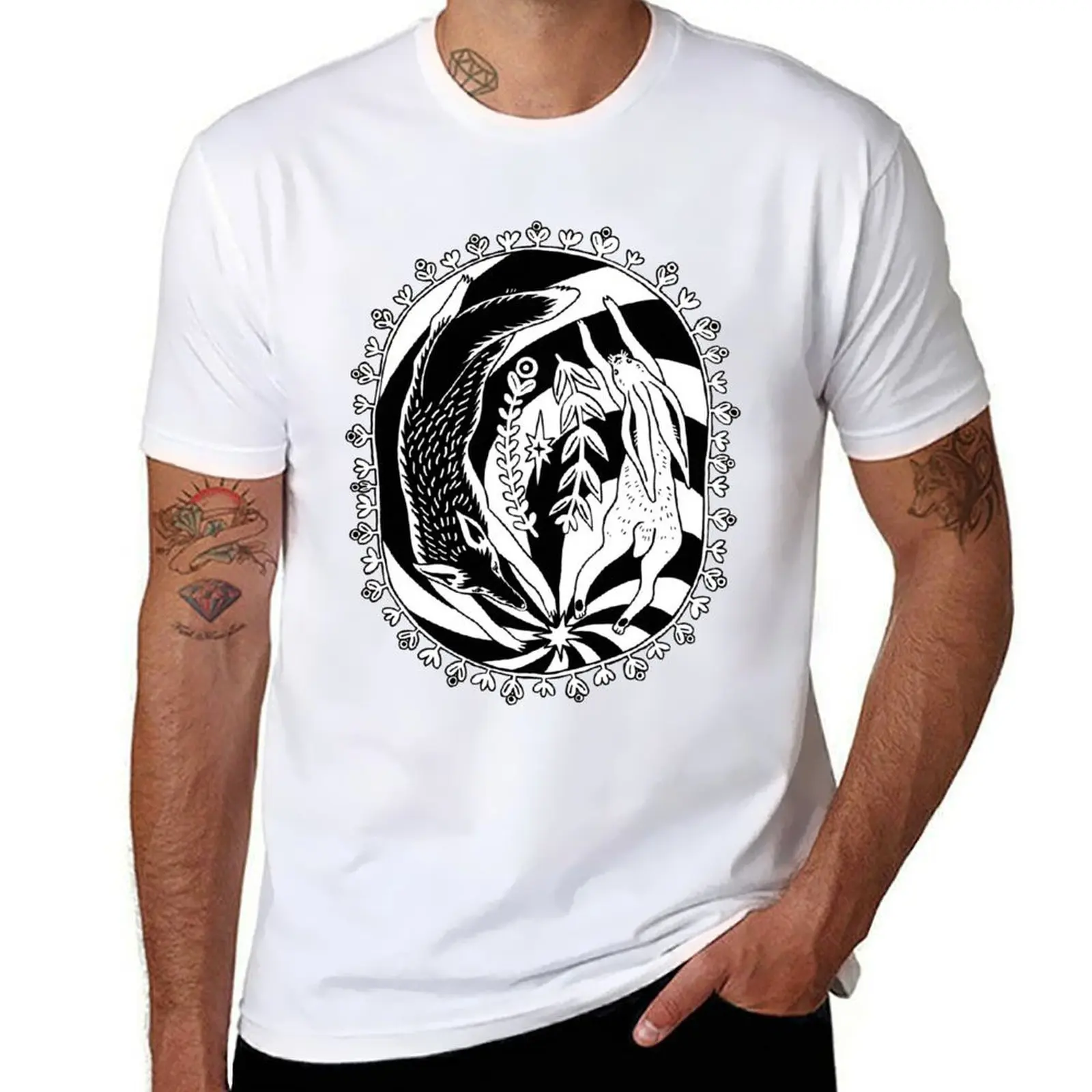 

Fox and Hare Spiral T-Shirt t shirt custom print t shirt man designer man graphic t shirt T-Shirt