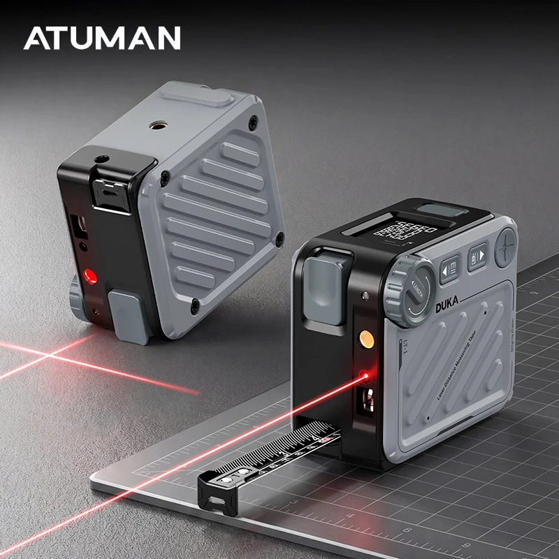 Duka 3-In-1 Laser Rangefinder Tape Measure Auto Line-Marking Level High Precision Measuring Tool Digital Laser Tape Range Finder