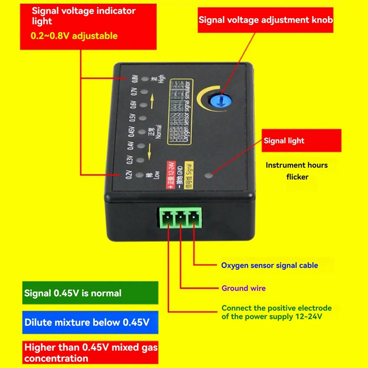 Mini Type Automobile Oxygen Sensor Signal Simulator,Simulate Four-Wire Oxygen Sensor Signal