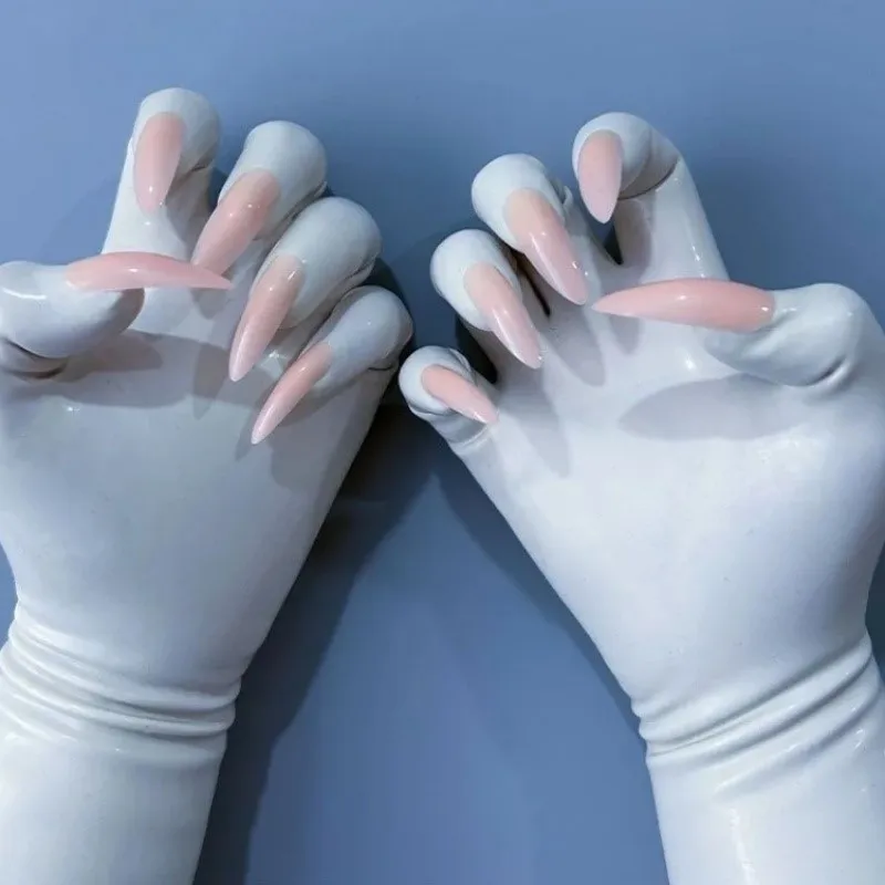 Sexy Molding High Elasticity Medium Long Gloves With Nail Couple Cosplay Kigurumi Party Accessories One-Piece Latex Gloves Nail - view 4