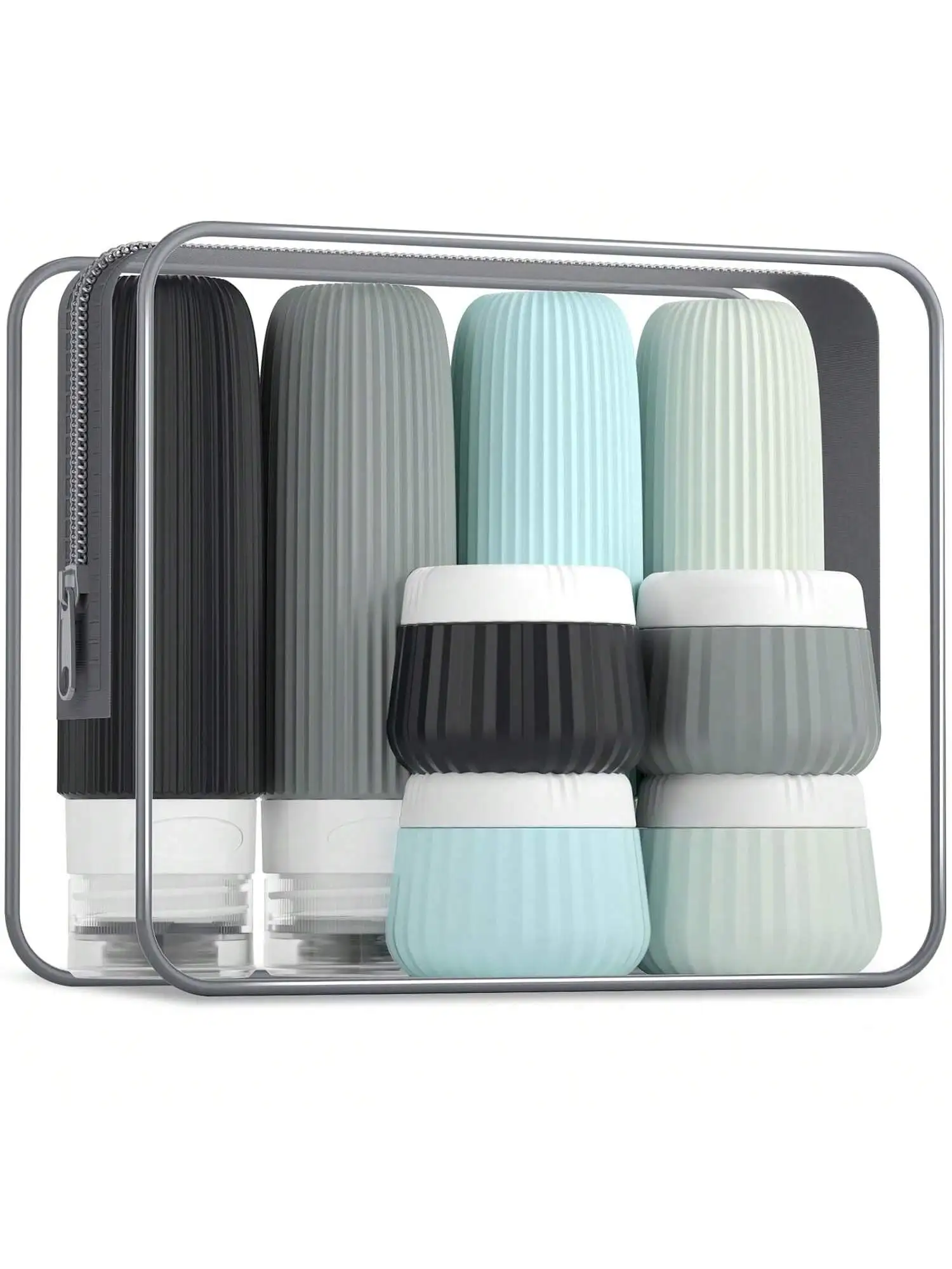 Essenciais para Viagem: Garrafas de Silicone Reutilizáveis de 3 Onças, Aprovadas pela TSA, Livres de BPA, à Prova de Vazamentos, Acessórios de Viagem Recarregáveis, Adequadas para Shampoo, Gel de Banho e Líquidos, 8 Peças, Essenciais para a Temporada de Viagens e Cruzeiros