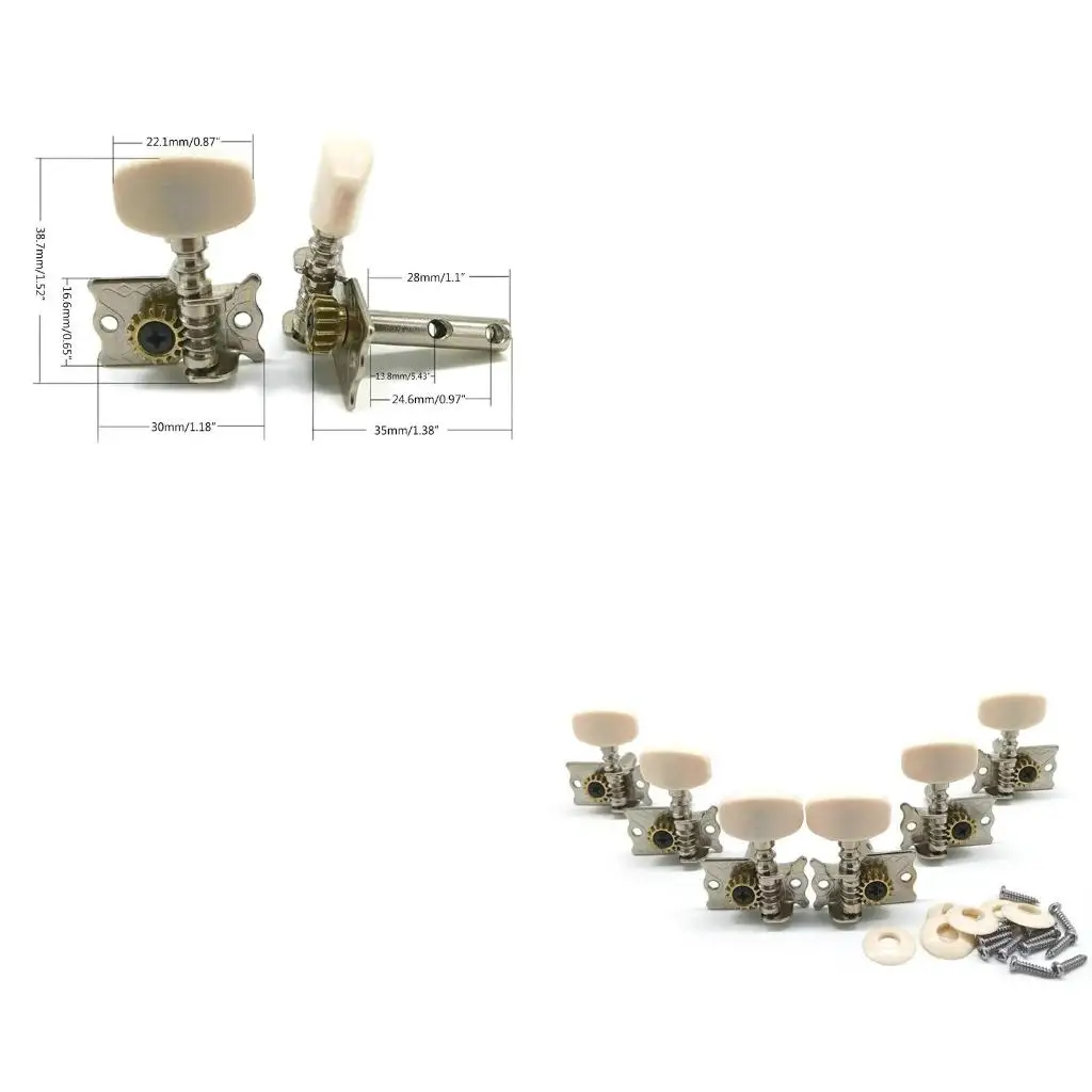 Q39E 6Pcs 3R 3L Tuning Peg for Key Double Hole Tuner Machine for Head for Classical G