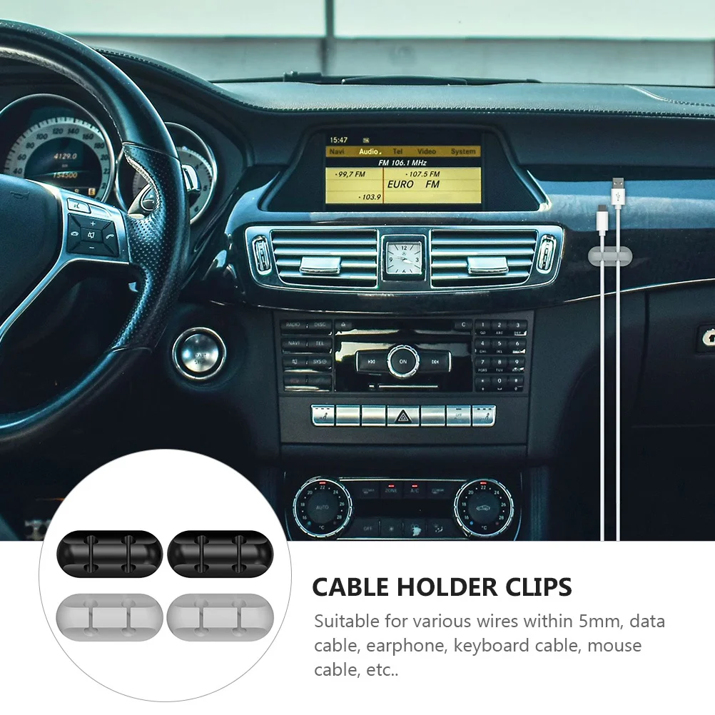 

4Pcs Silicone Cable Organizers Mini Cable Holders for Data Earphone Keyboard Mouse Wire Management Cord Clips Black Grey