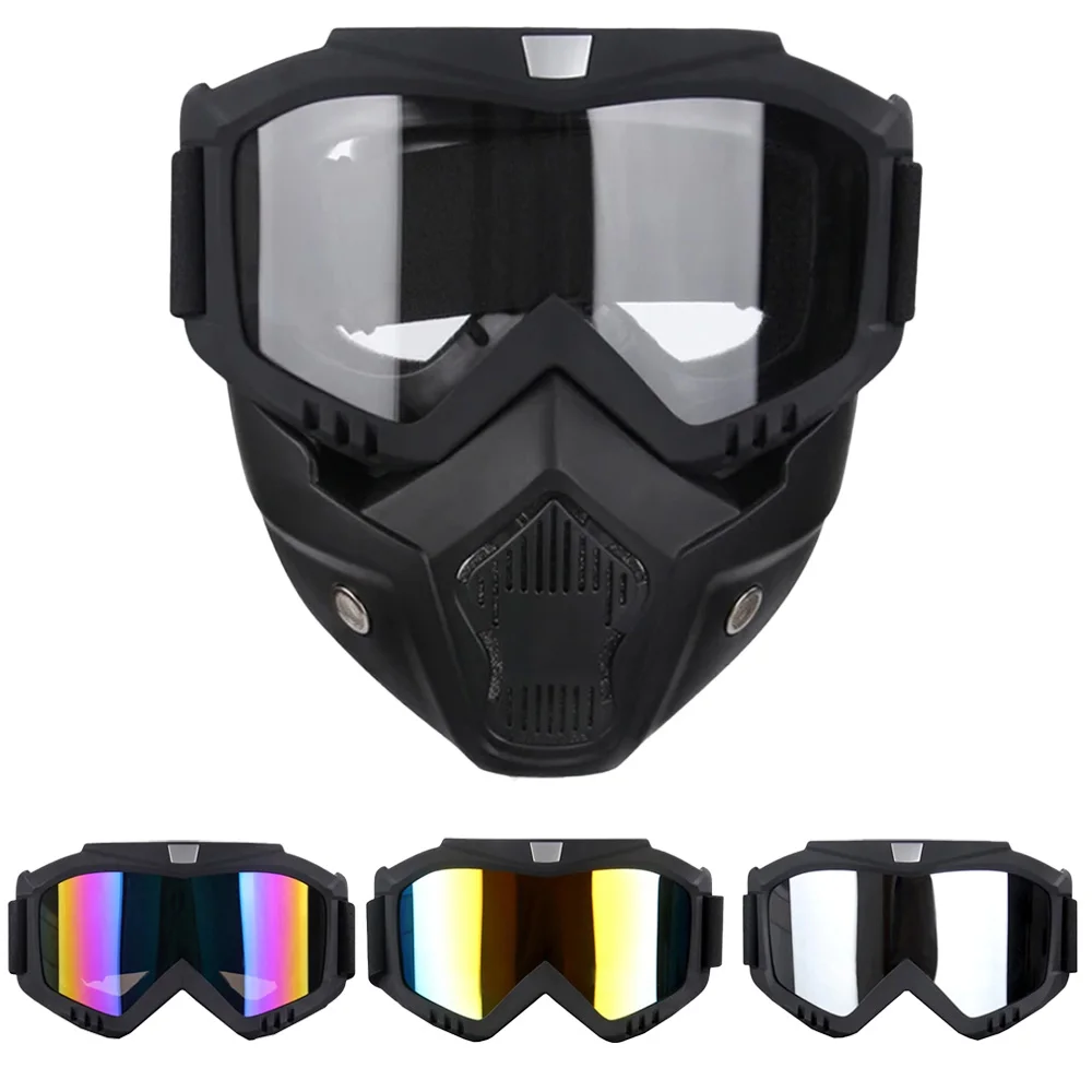 Full‑Face Goggle Mask For Dirt Bike ATV Motocross Skiing For Adult Outdoor Riders Anti‑Wind Detachable Shield Strap Gear