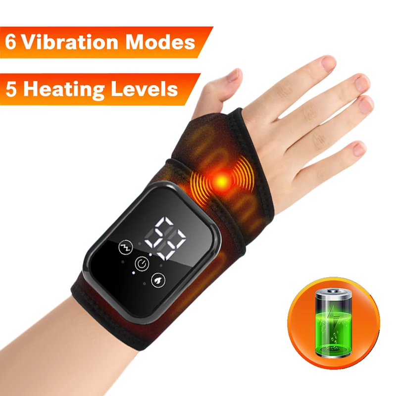 

Cordless Wrist Hand Heating Pad Massage For Pain Relief, Rechargeable Heated Wrist Brace For Carpal Tunnel