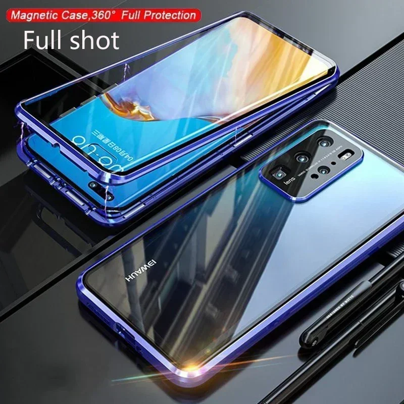 

Magnetic Metal Frame Phone Case for OPPO A20 A40M A60 A78 A79 A80 A98 Double Sided Glass Full Body Protective Cover Cases