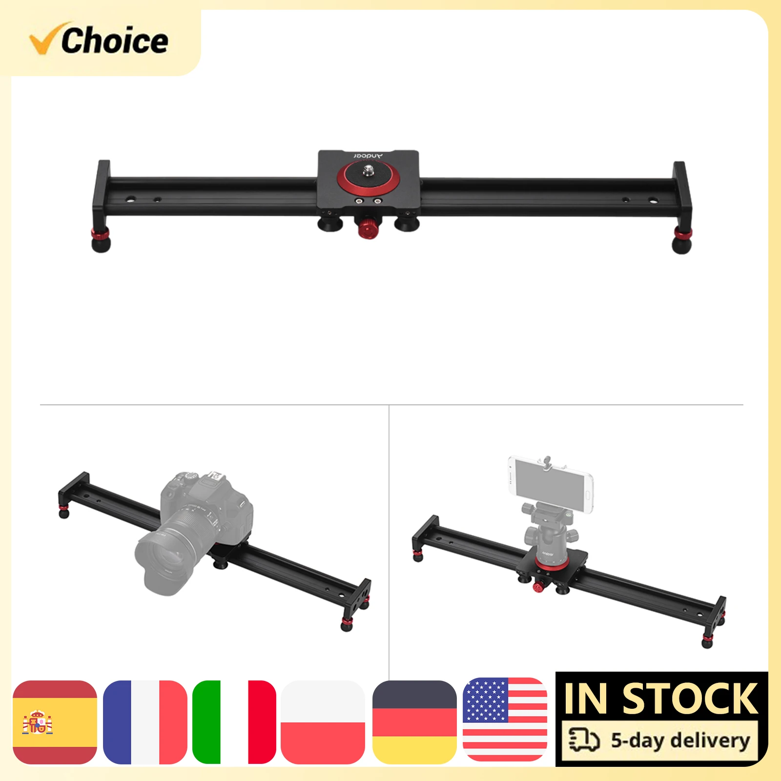 Andoer 50cm/20-inch Aluminum Alloy Camera Track Slider Video Stabilizer Rail for DSLR Camera Camcorder DV Film Photography