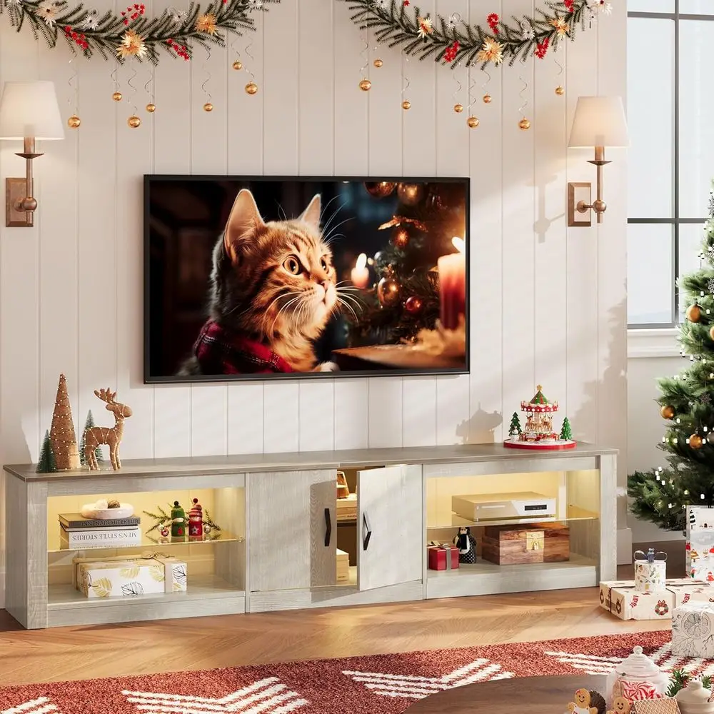 

Современная белая подставка для телевизора 80 с местом для хранения телевизоров 75-86, светодиодный развлекательный центр, регулируемые полки для игр PS5