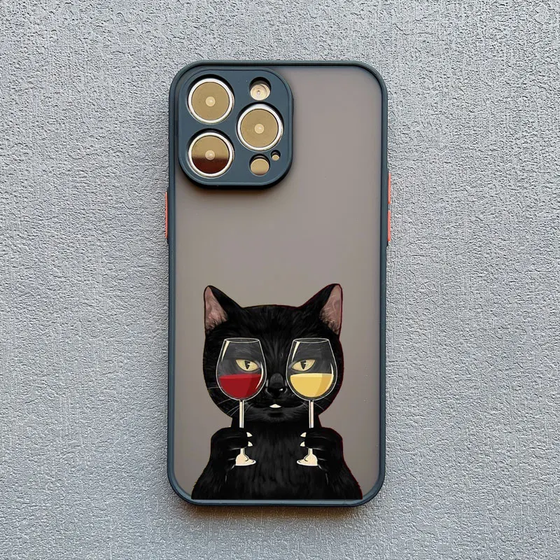 Dunkle lustige Cartoon-Katze, lustige Handyhülle für iPhone 16 14 13 12 11 15 17 Pro Max X XR XS 12 13 Mini 14 15 Plus Tierhüllen – Detail 8