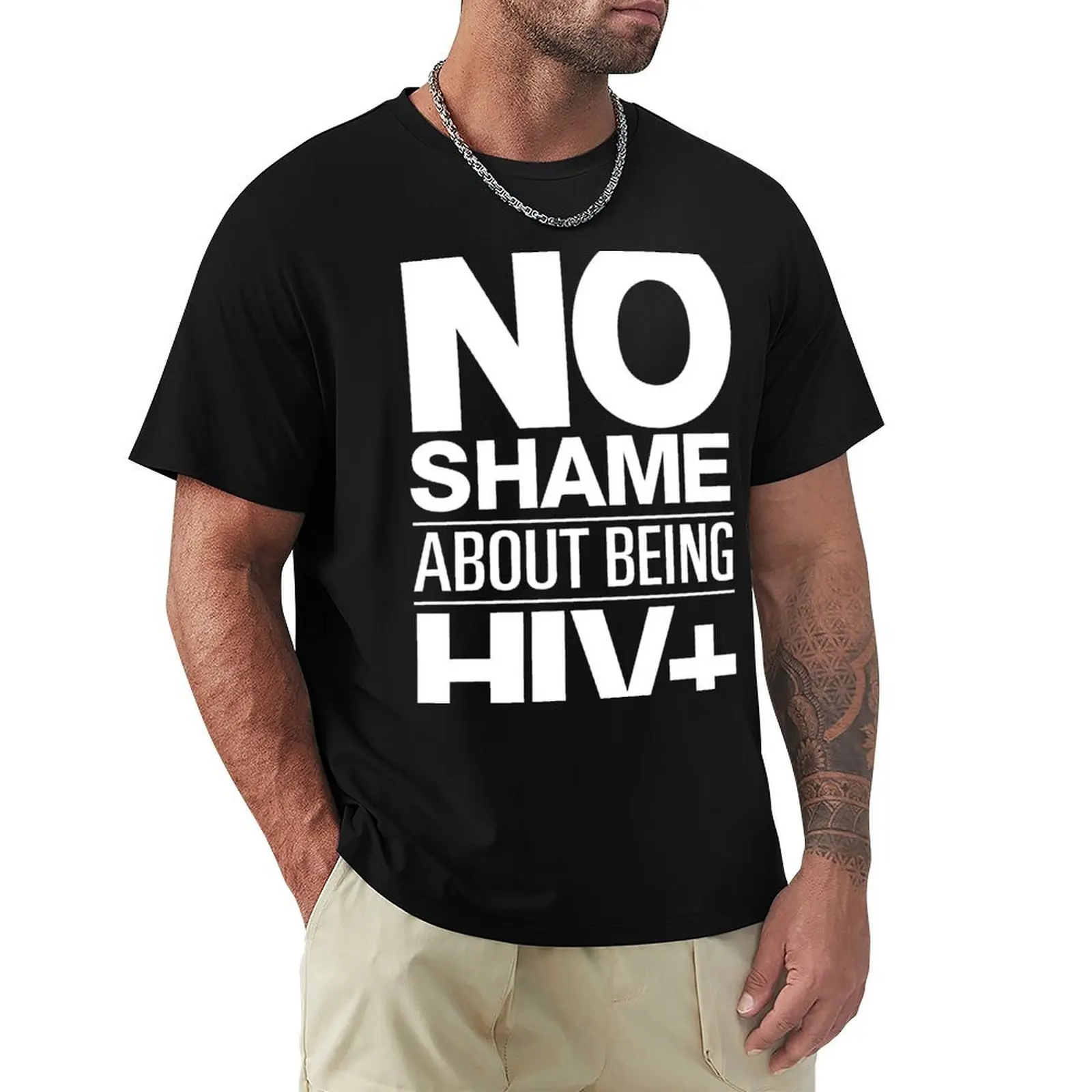 No Shame About Being HIV+ (Red) T-Shirt sweat blacks heavyweights plain black t shirts men