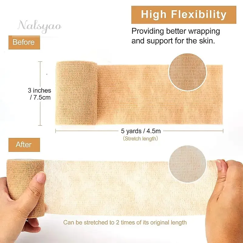 Skin Color Athletic Wrap Tape Self Adhesive Elastic Bandage Sports Protector for Knee Finger Ankle Palm Shoulder 1pcs 10pcs