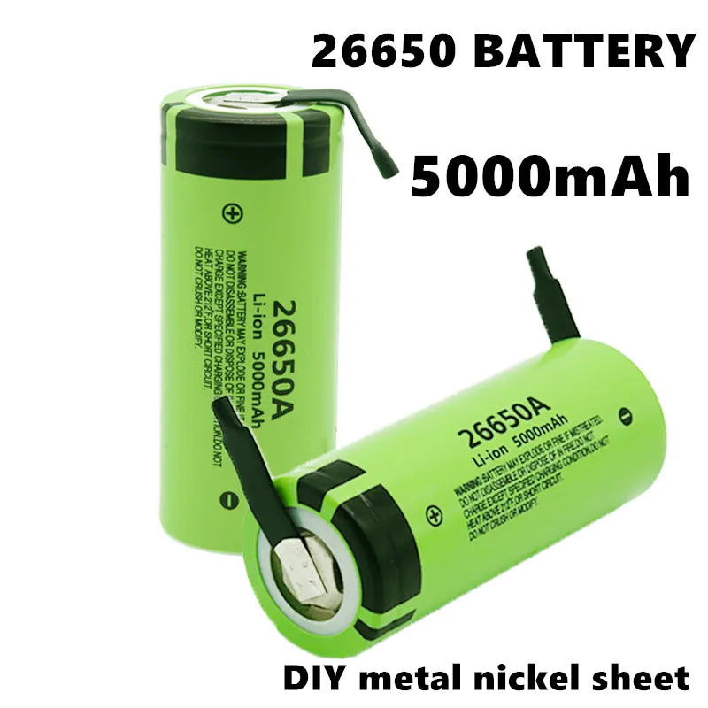 

26650 5000mAh Li-Ion 3,7 v Akku 20A Entladung 3,6 V Power batterien + DIY Nickel Blätter Große kapazität backup-power