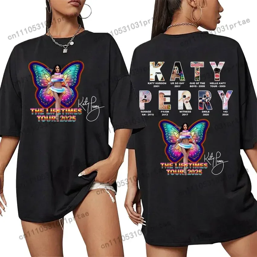 Katy Perry The Lifetimes Tour 2025 Merch T Shirt Men Women Fashion Aesthetic Clothing T-shirts Vintage Oversized Cotton T-shirt