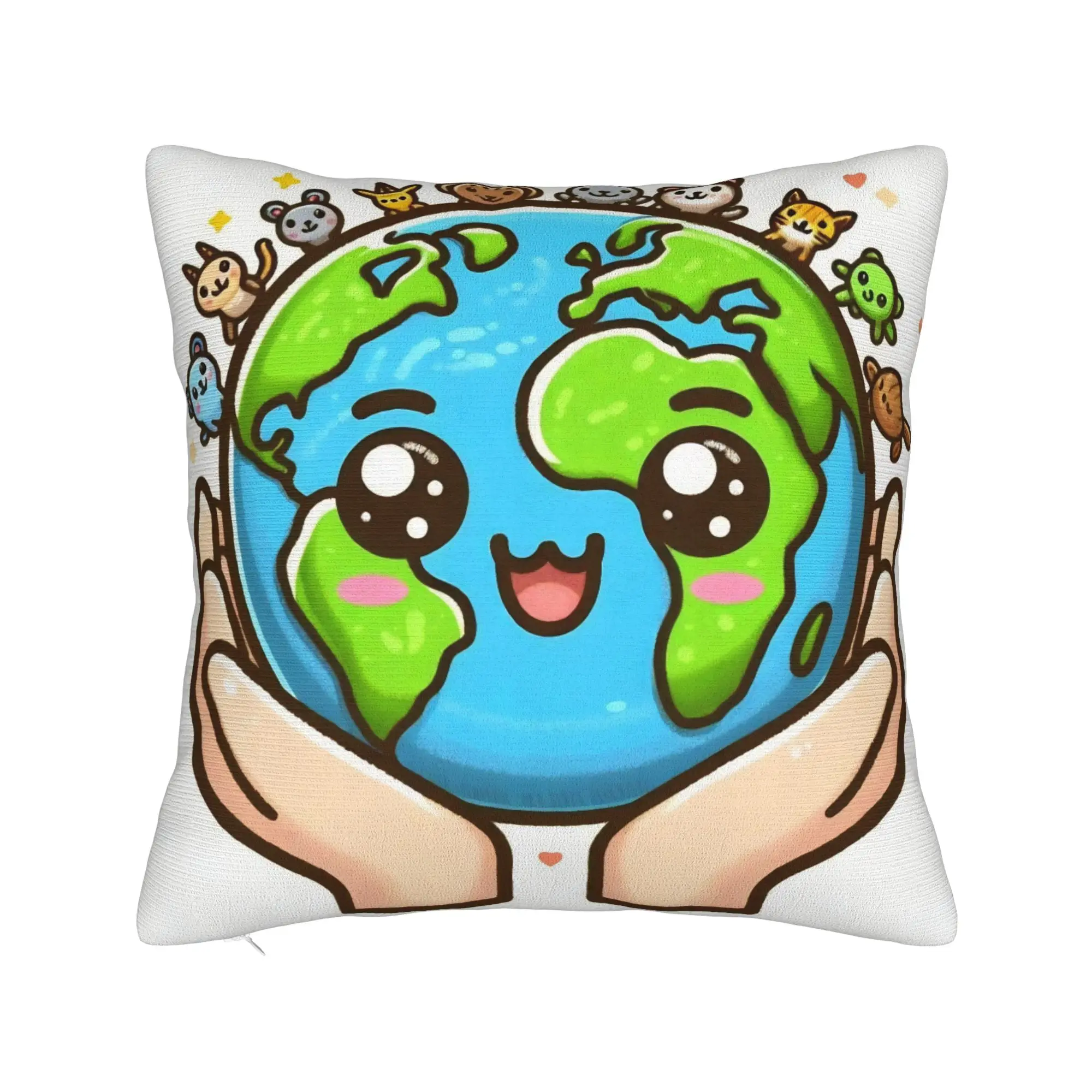 Earth Day Floral Cute & Peaceful Planet 2026 Square Pillow Case Cushion Cover Awesome Zippered Decorative Pillowcase for Car 18