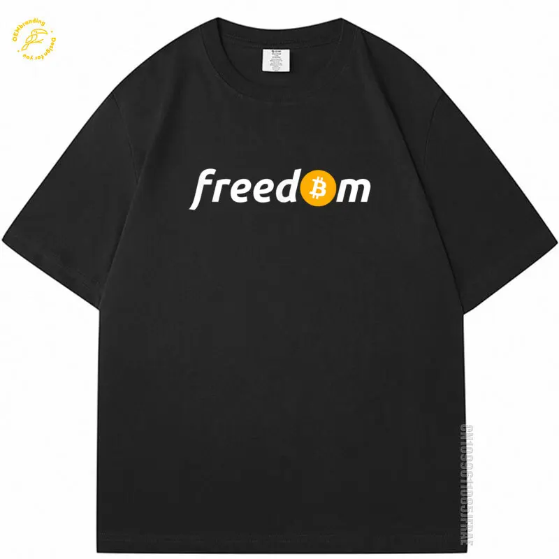

Bitcoin Means Freedom Btc Logo T Shirt For Man 2025 Hot Crypto Fans Oversized TShirt Men T-Shirts Топ Y2K Graphic Tee Shirts